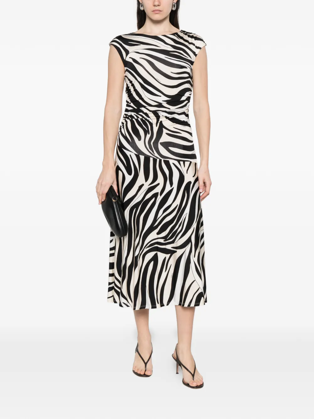  Marella Rugiada Zebra-pattern Midi Dress - Black 