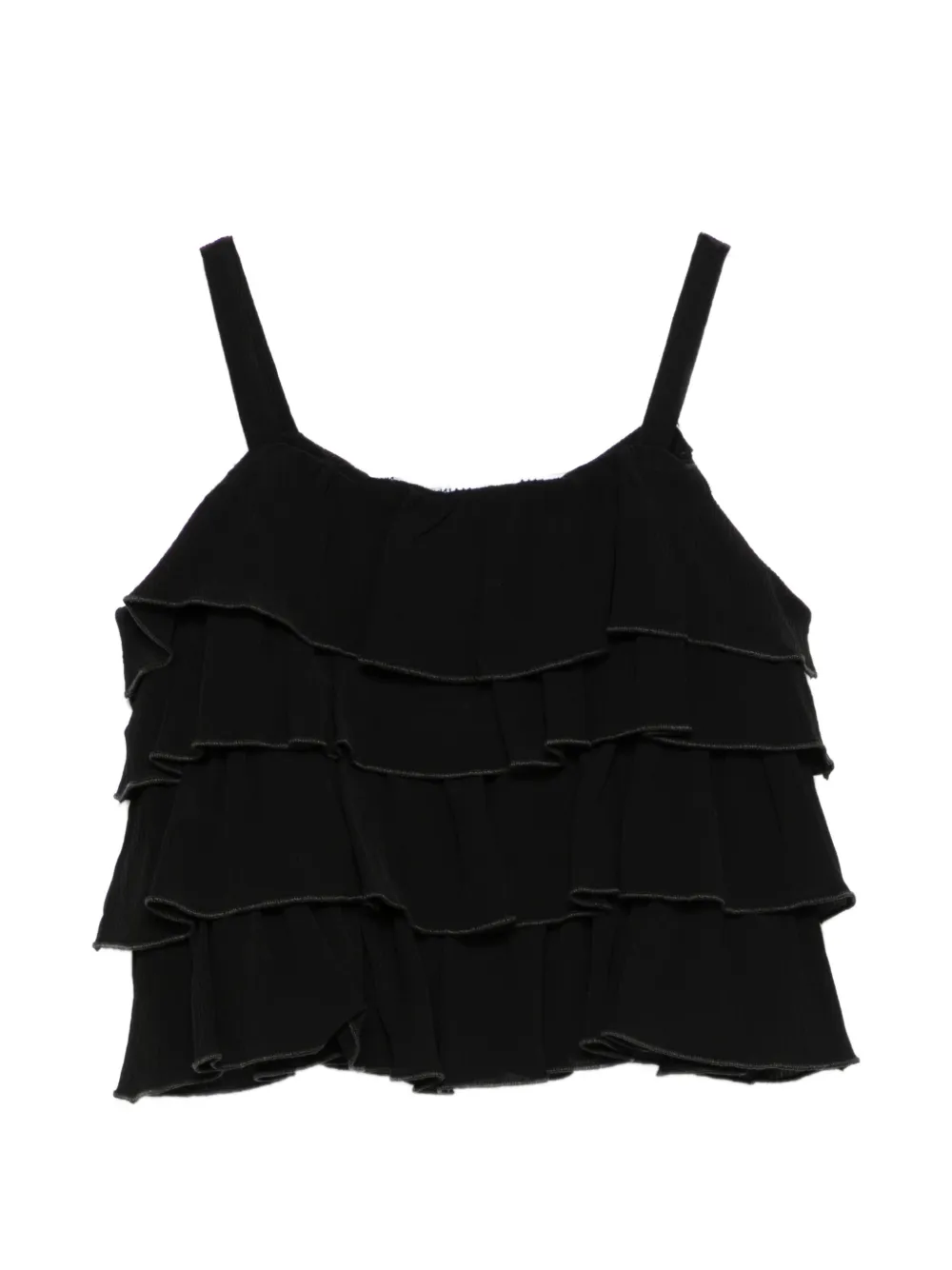  Balmain Kids Ruffled Buttoned Top - Black 