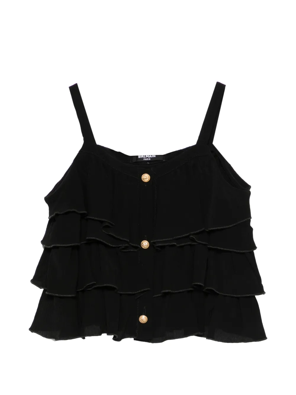 Balmain Kids ruffled buttoned top - Nero