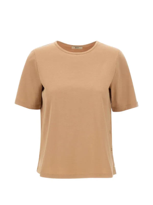 Herno Button Side Slit T-shirt in Neutrals