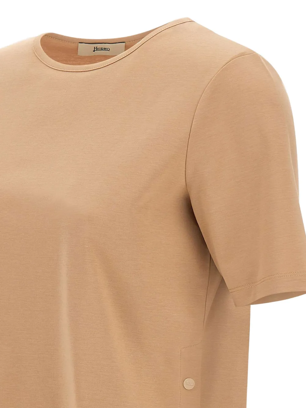 Herno Button Side Slit T-shirt In Brown