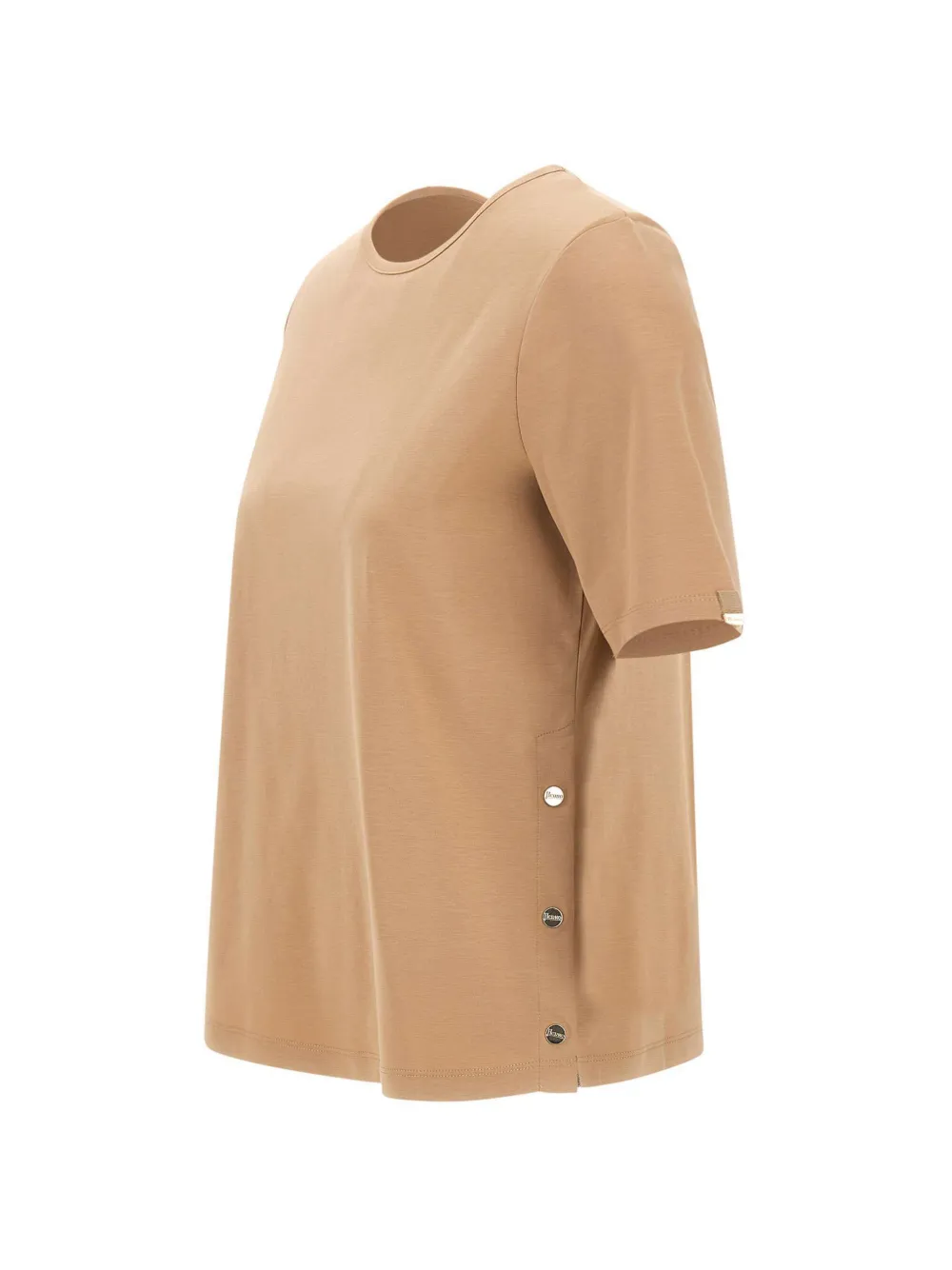 Herno Button Side Slit T-shirt In Brown