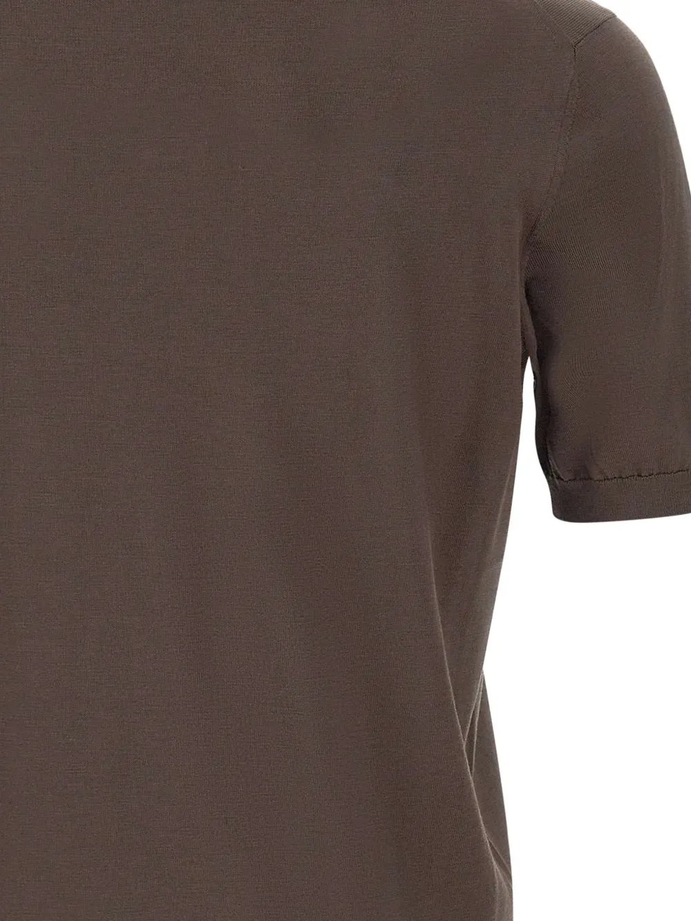 Kangra Geribbeld T-shirt met korte mouwen en polokraag Bruin