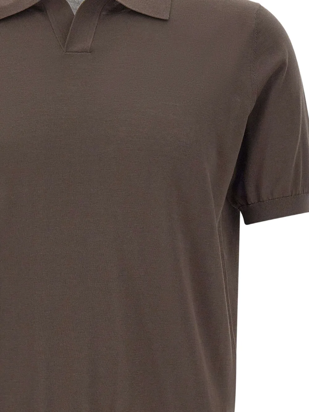 Kangra Geribbeld T-shirt met korte mouwen en polokraag Bruin