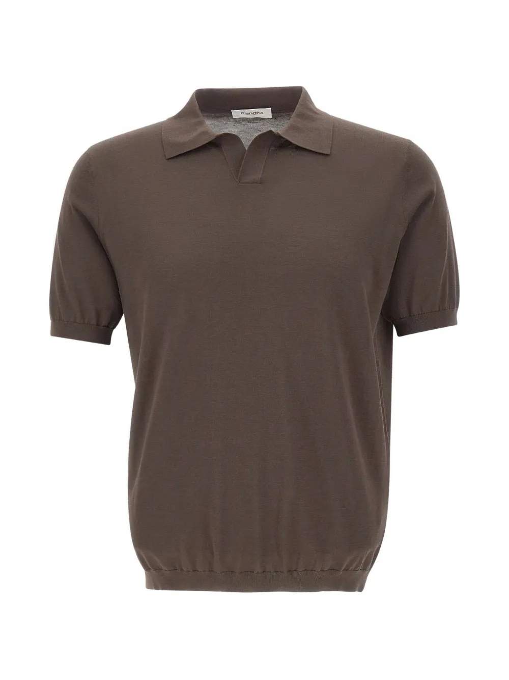 Kangra ribbed short-sleeve polo-collar T-shirt - Marrone
