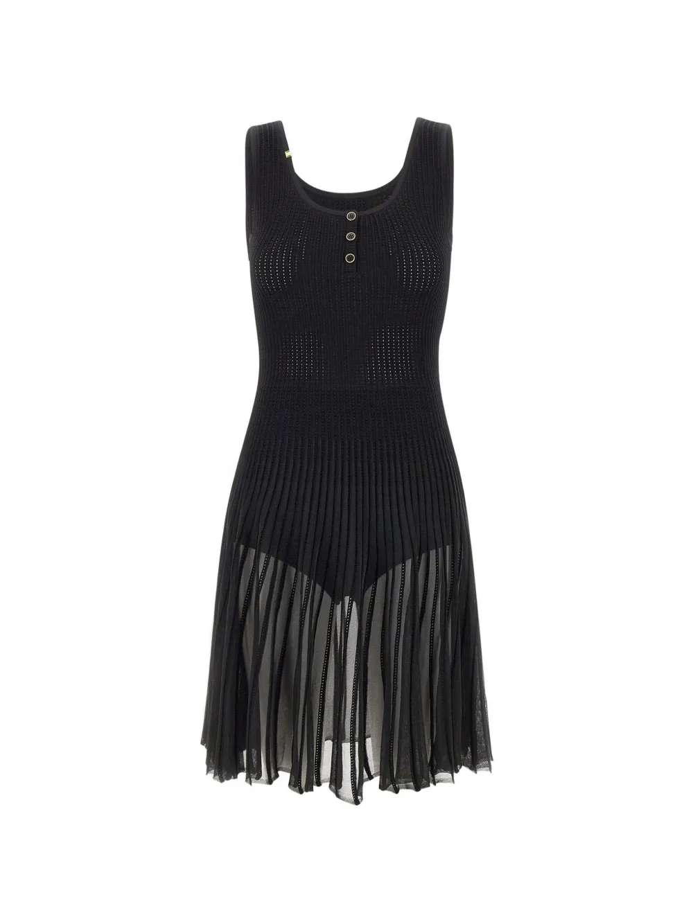 Elisabetta Franchi jour-knit pleated dress - Nero