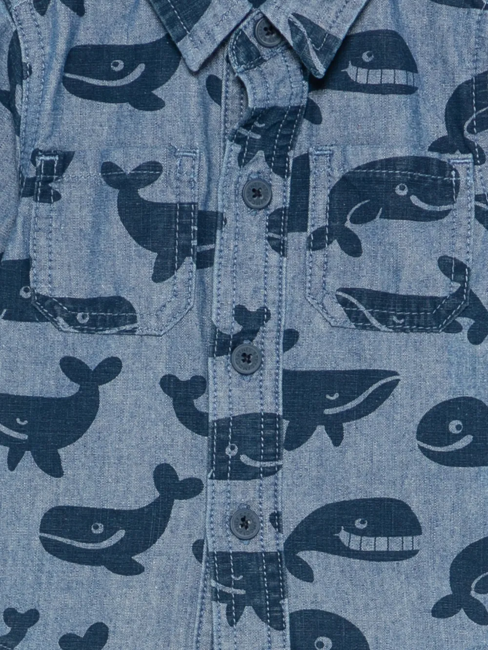 Stella McCartney Kids Shirt met knopen en walvisprint Blauw