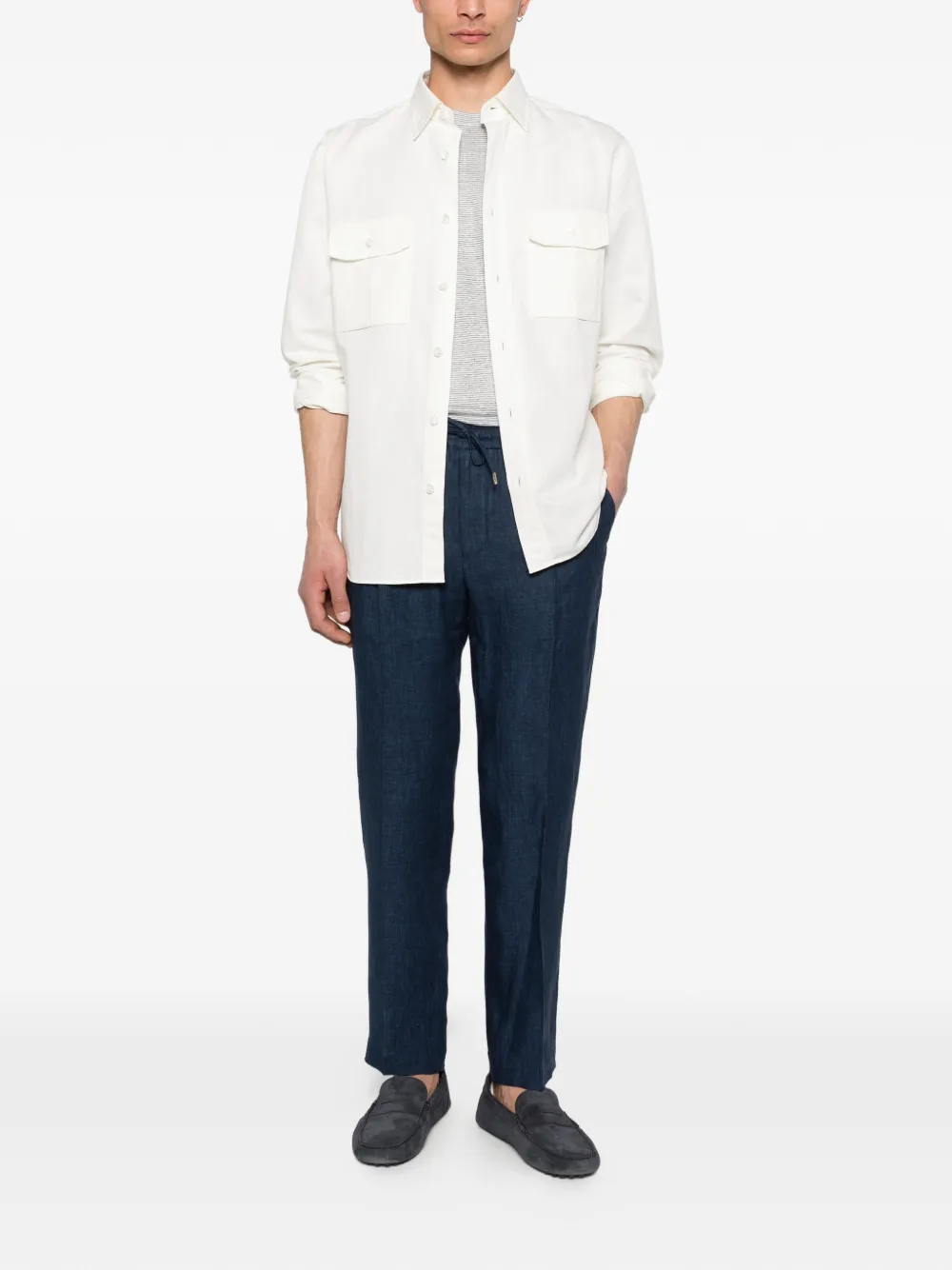 Briglia 1949 Wimbledon broek met trekkoordtaille Blauw