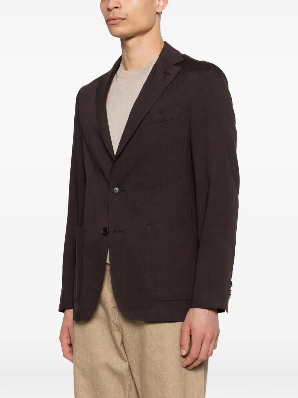  Boss Buttoned Patch-pocket Blazer - Brown 