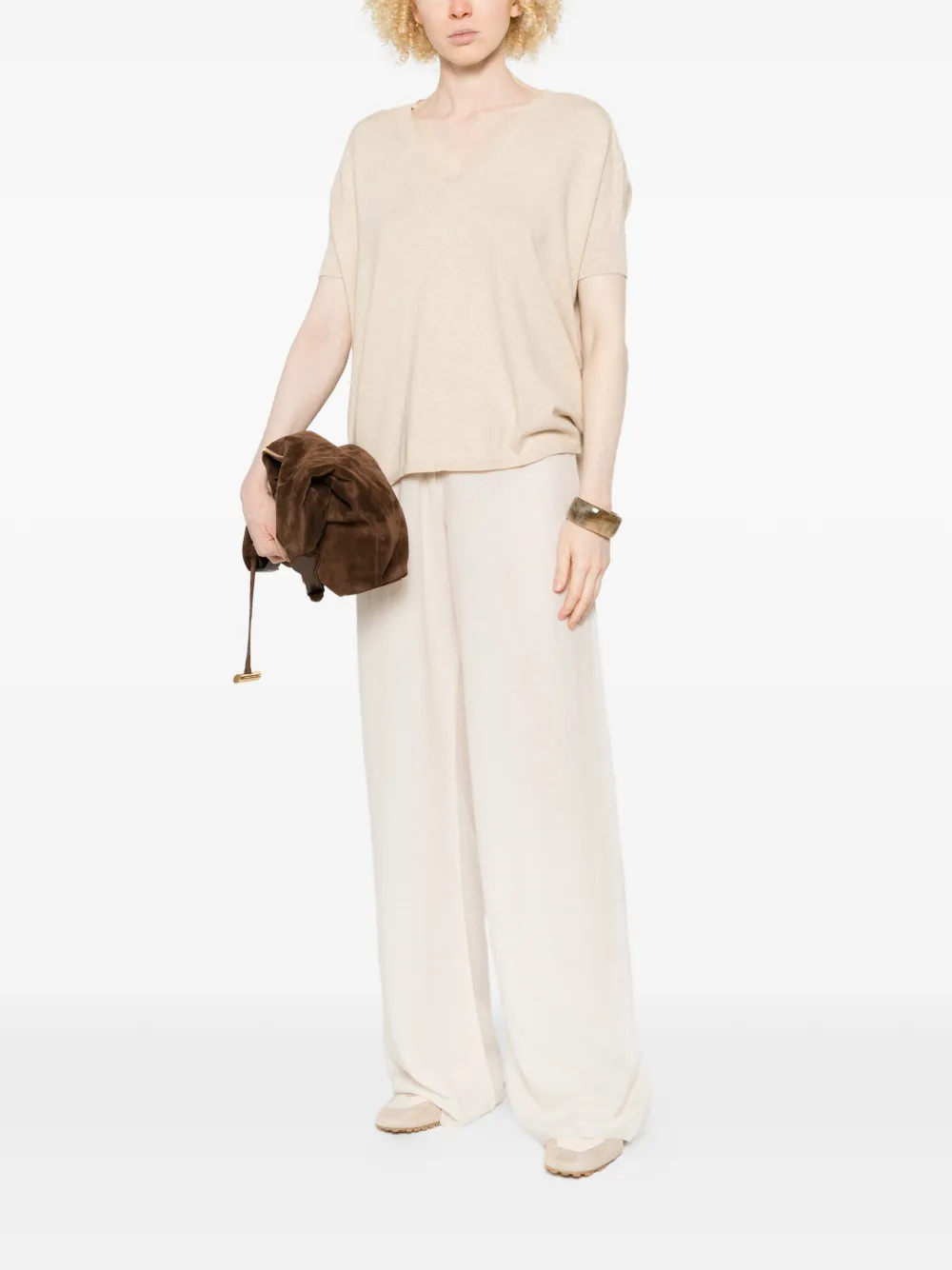  Absolut Cashmere V-neck Top - Neutrals 