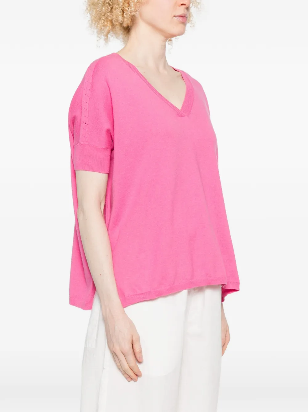  Absolut Cashmere Alyssa V-neck Pointelle Top - Pink 