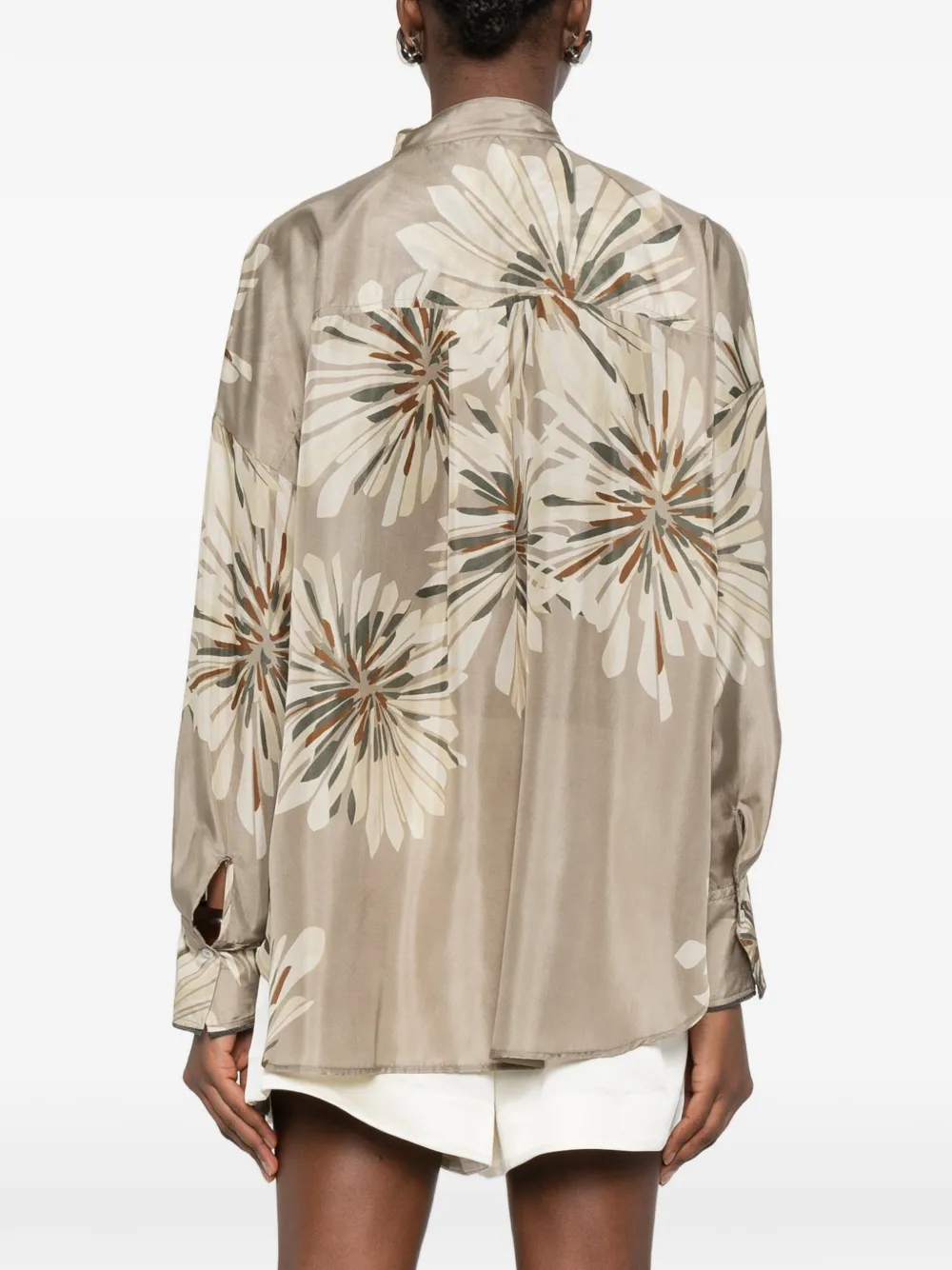 Brunello Cucinelli Shirt met bloemenprint Beige