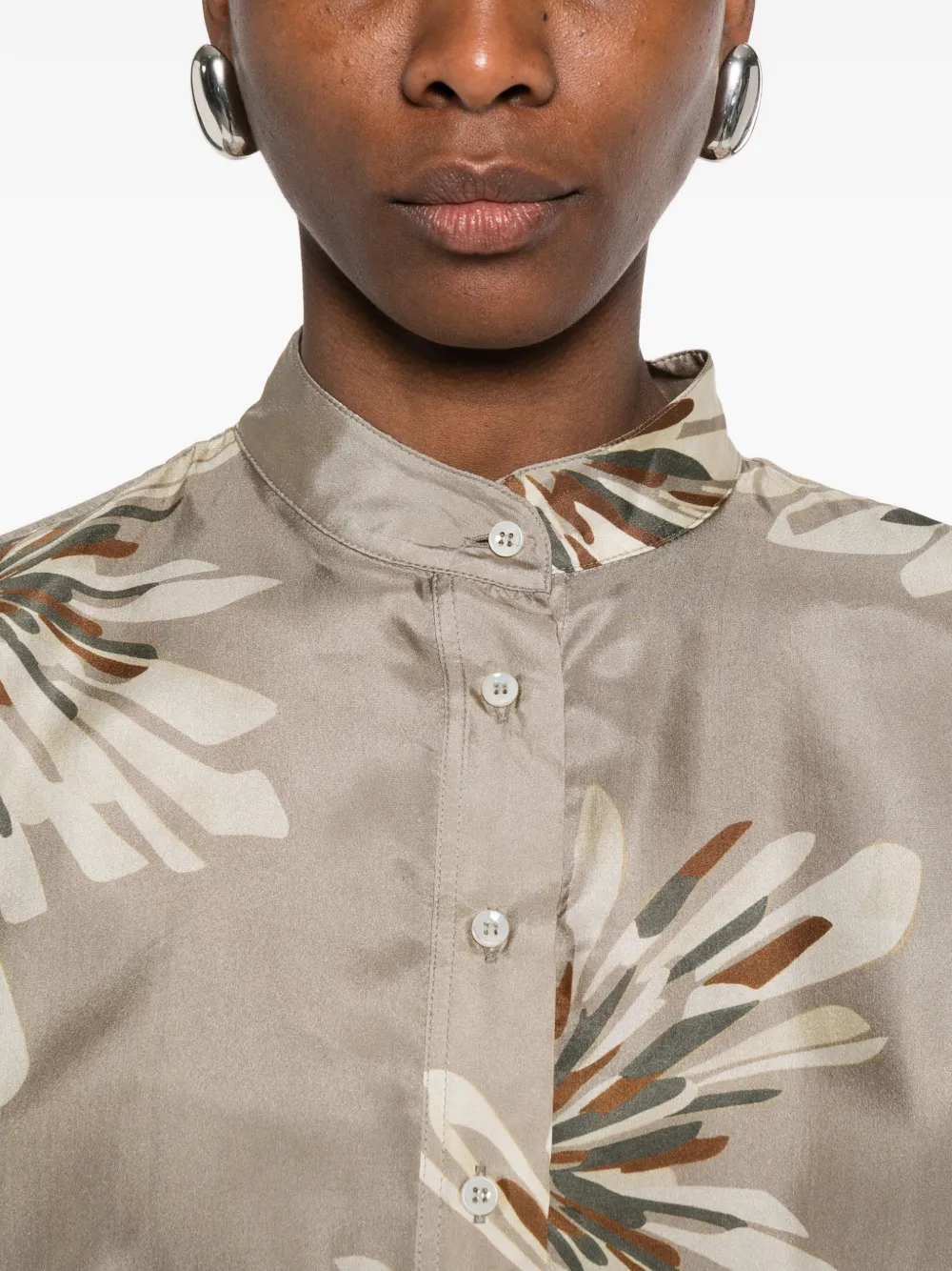 Brunello Cucinelli Shirt met bloemenprint Beige