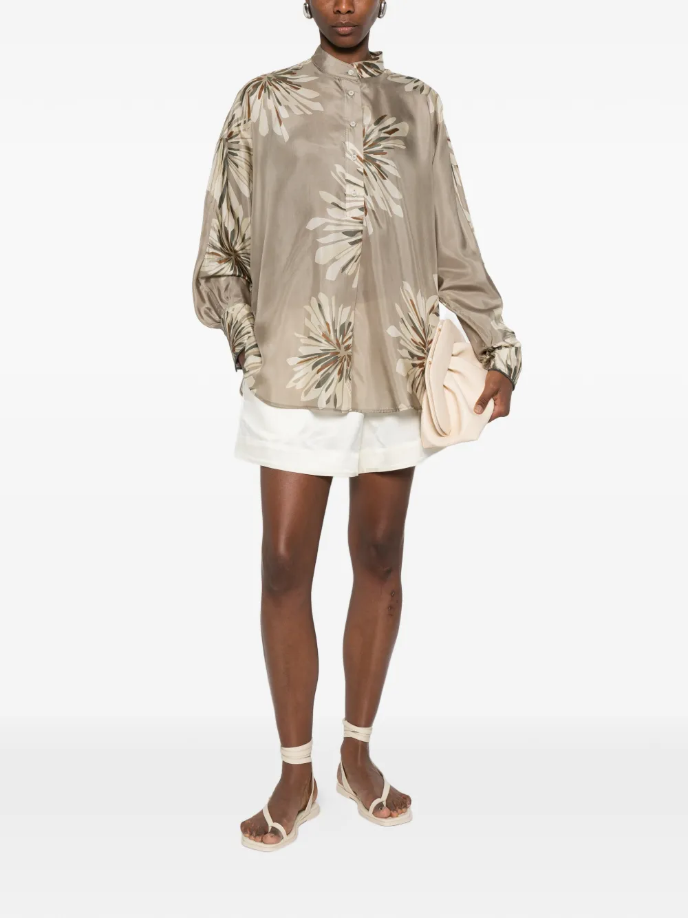  Brunello Cucinelli Floral-print Blouse - Neutrals 