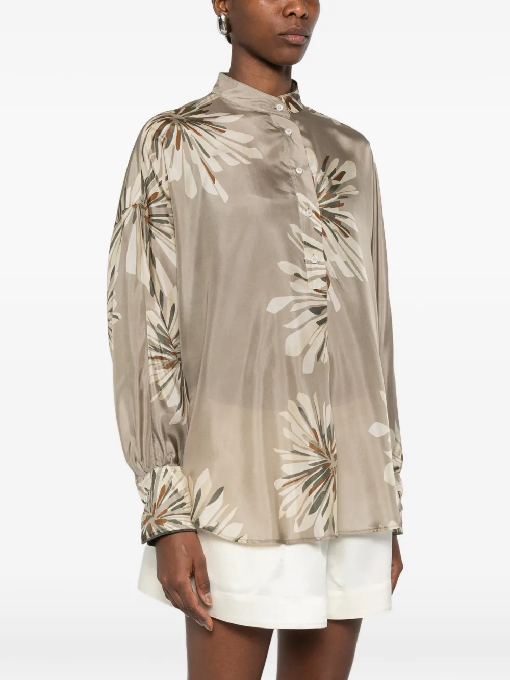  Brunello Cucinelli Floral-print Blouse - Neutrals 