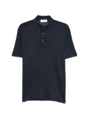 トップス Gran Sasso black cotton knit polo Gran Sasso ribbed-knit Polo Shirt | Blue | FARFETCH CA