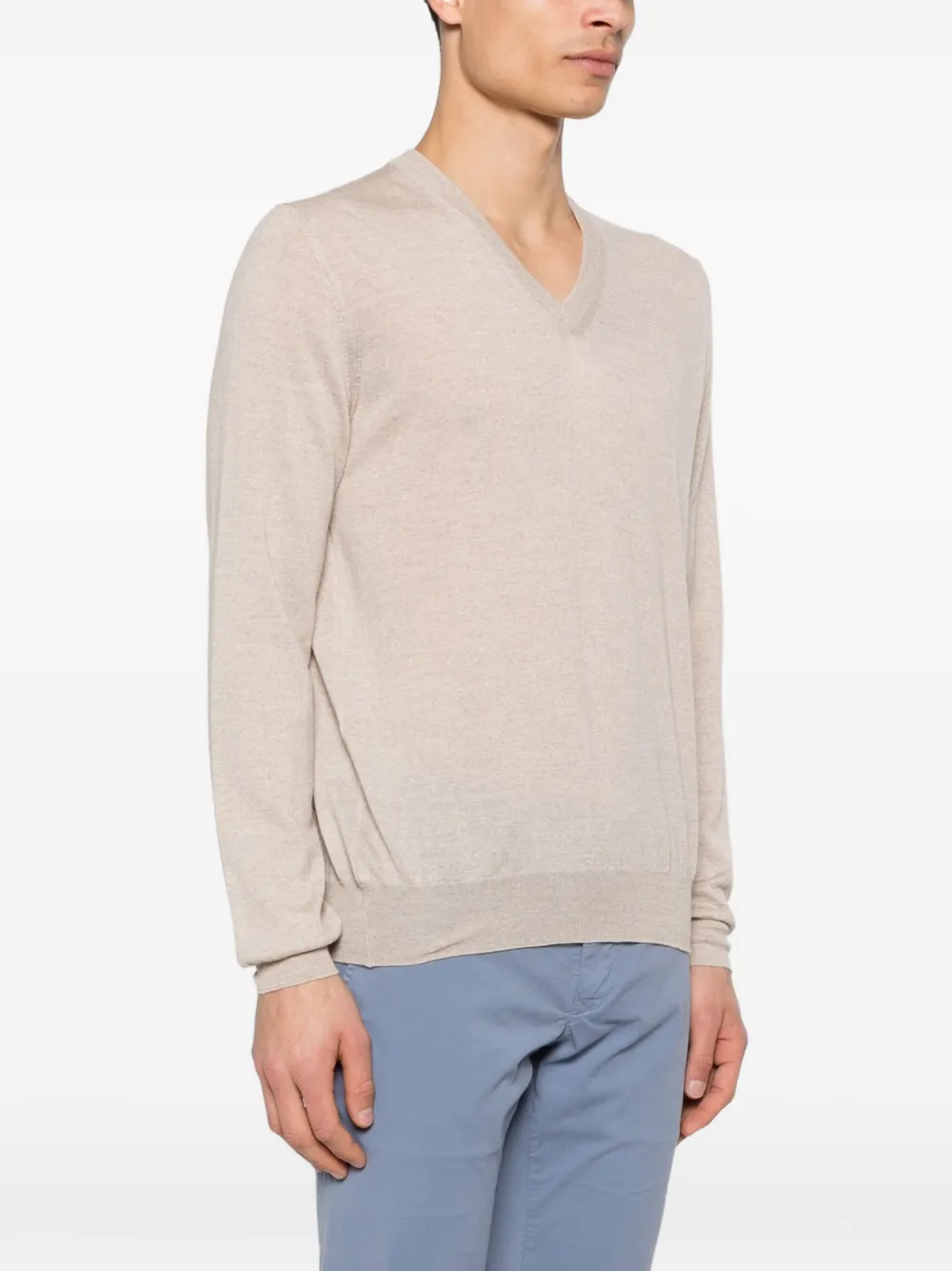 Gran Sasso V-neck Long-sleeve Sweater - Neutrals 