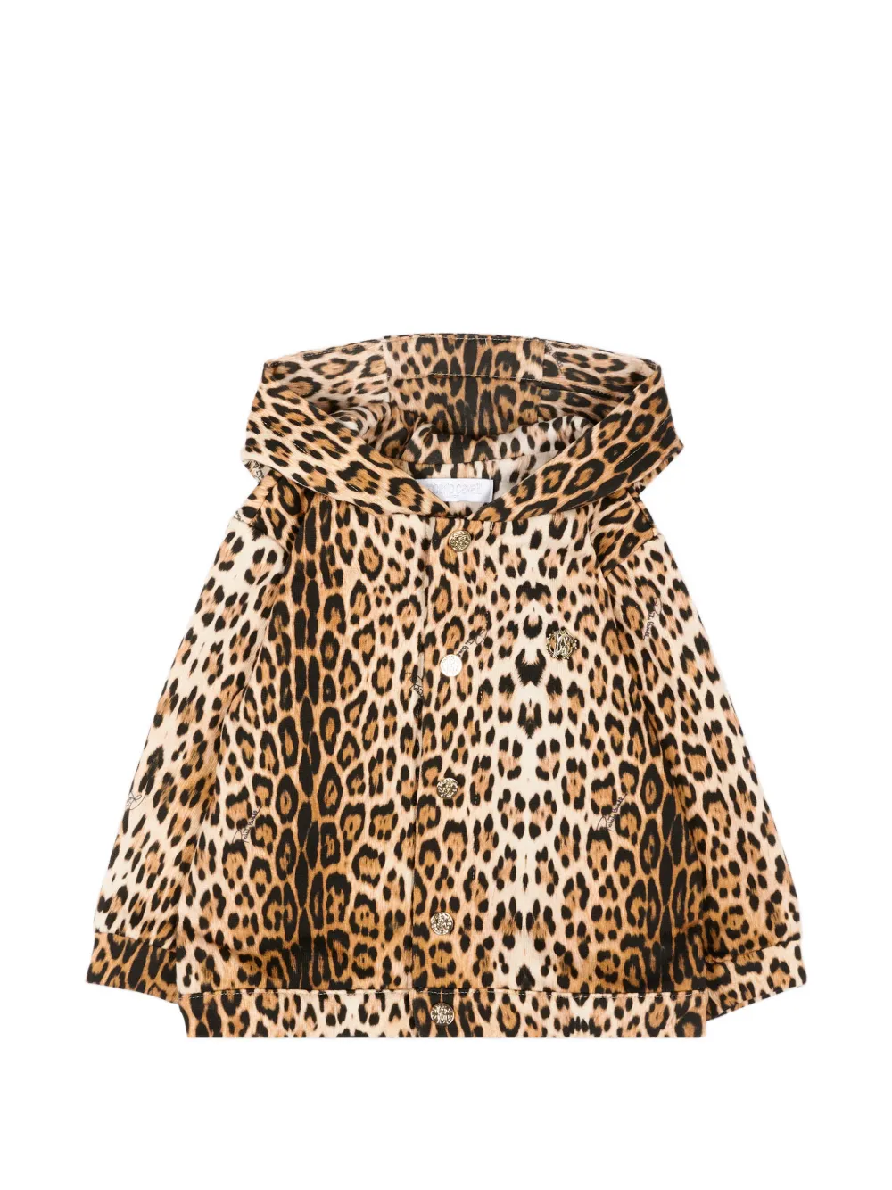 Roberto Cavalli Junior leopard-print hooded jacket - Toni neutri