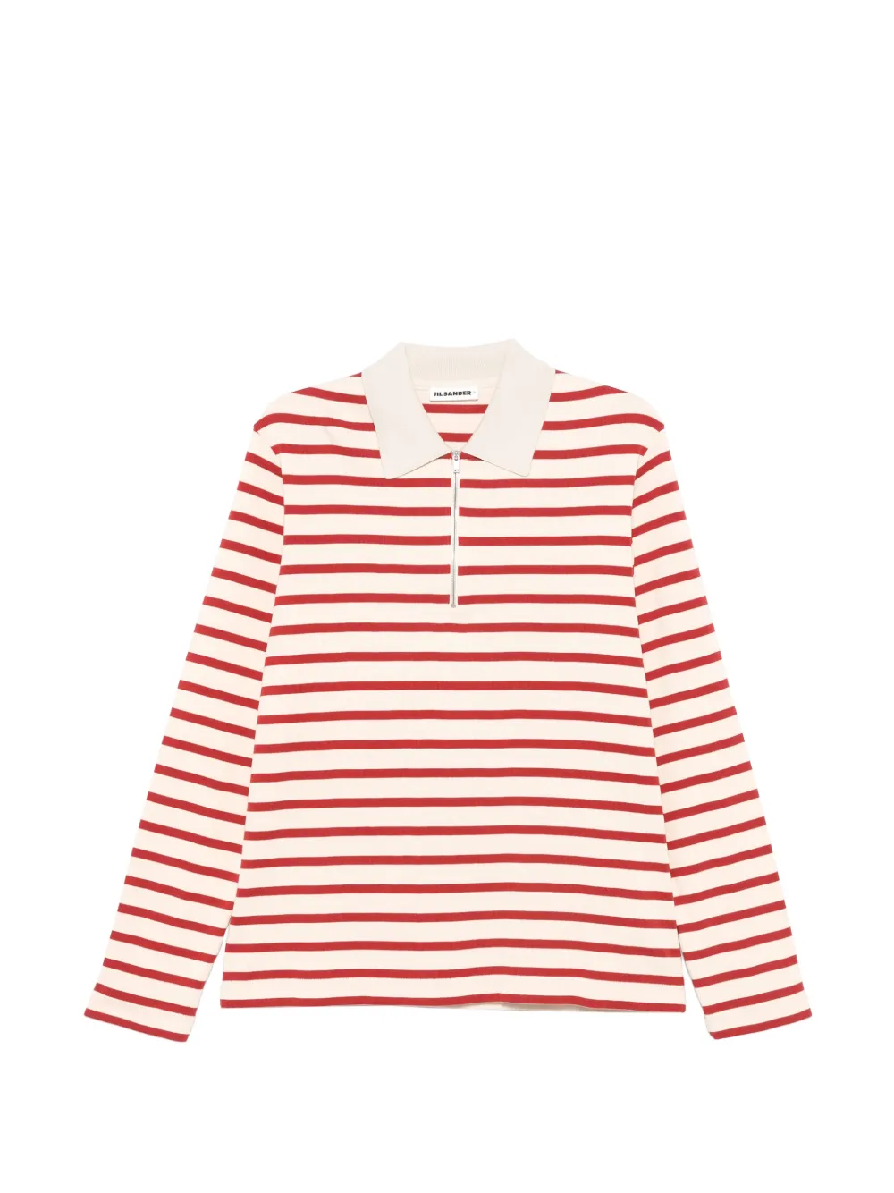 Jil Sander striped zip polo shirt - Rosso