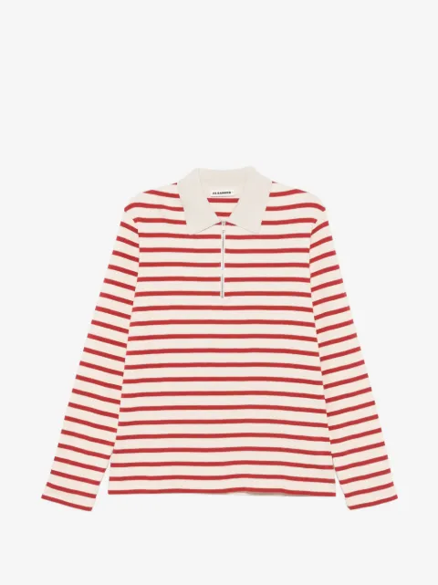 Jil Sander striped zip polo shirt