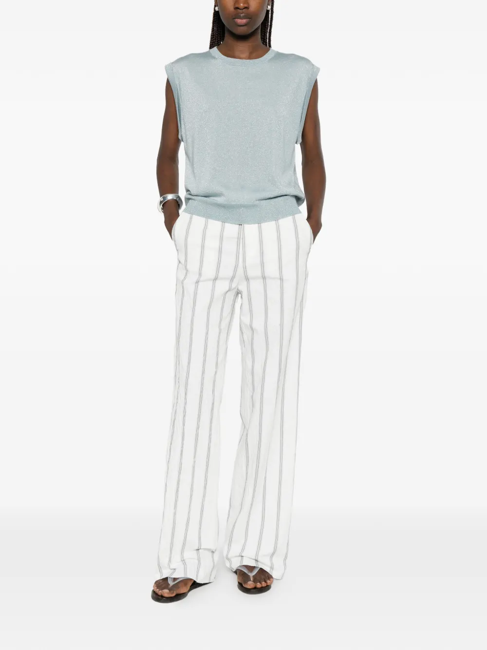  Absolut Cashmere Top Sin Mangas - Azul 