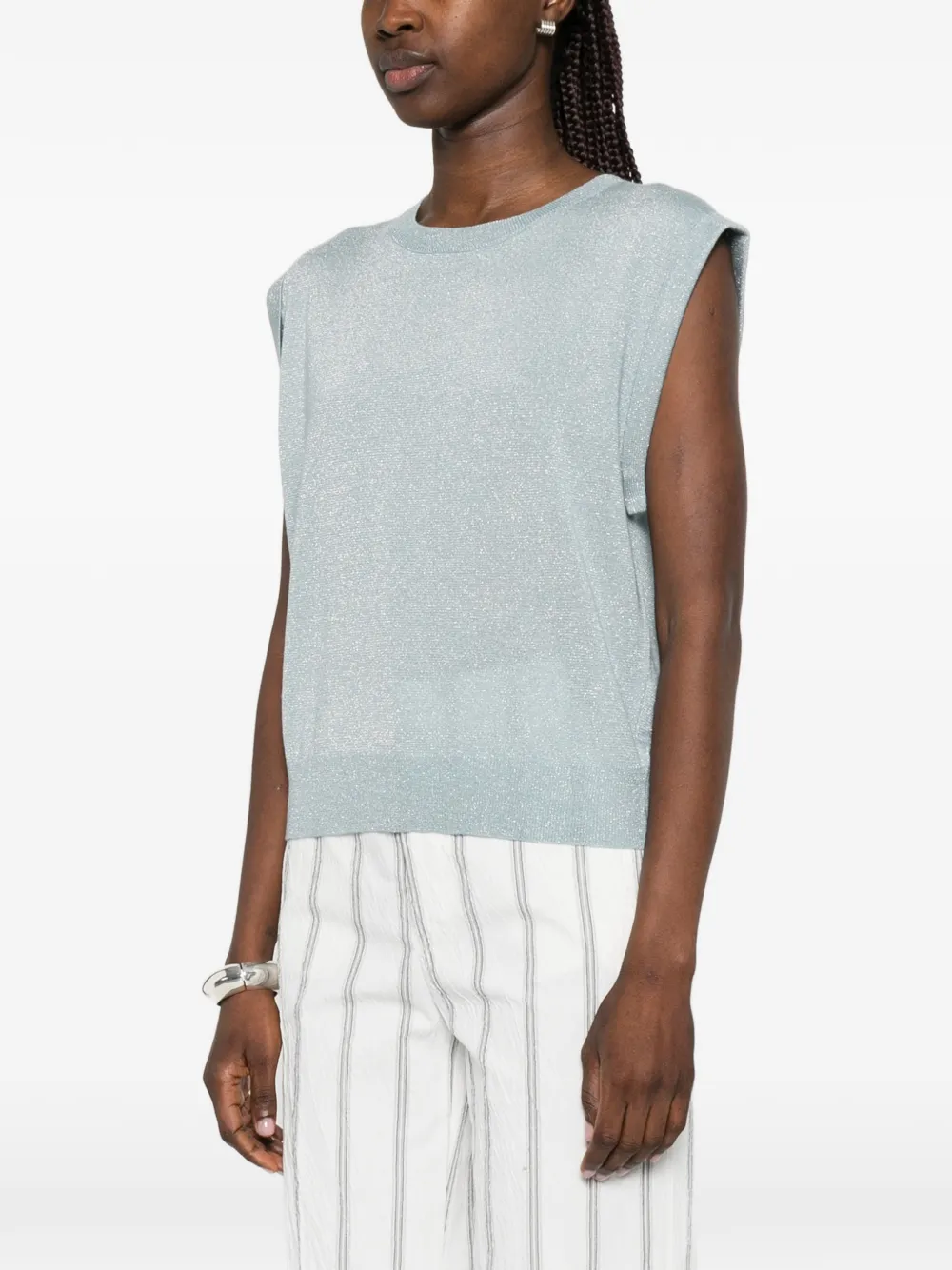  Absolut Cashmere Top Sin Mangas - Azul 