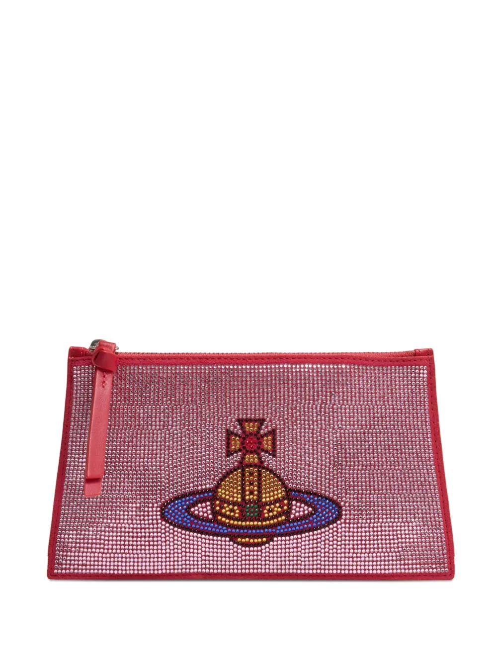 Vivienne Westwood Orb chain leather clutch bag - Rosa