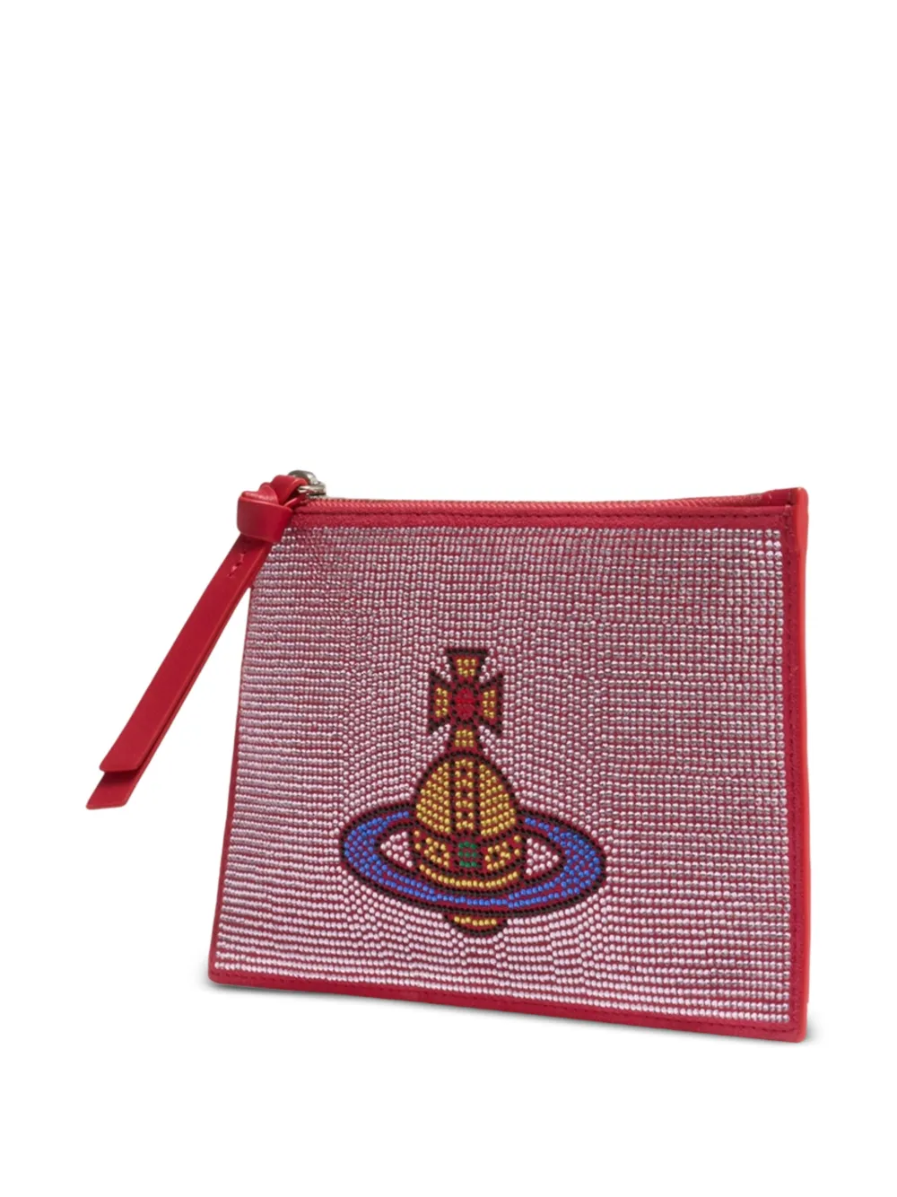 Vivienne Westwood Orb leren clutch met ketting Roze