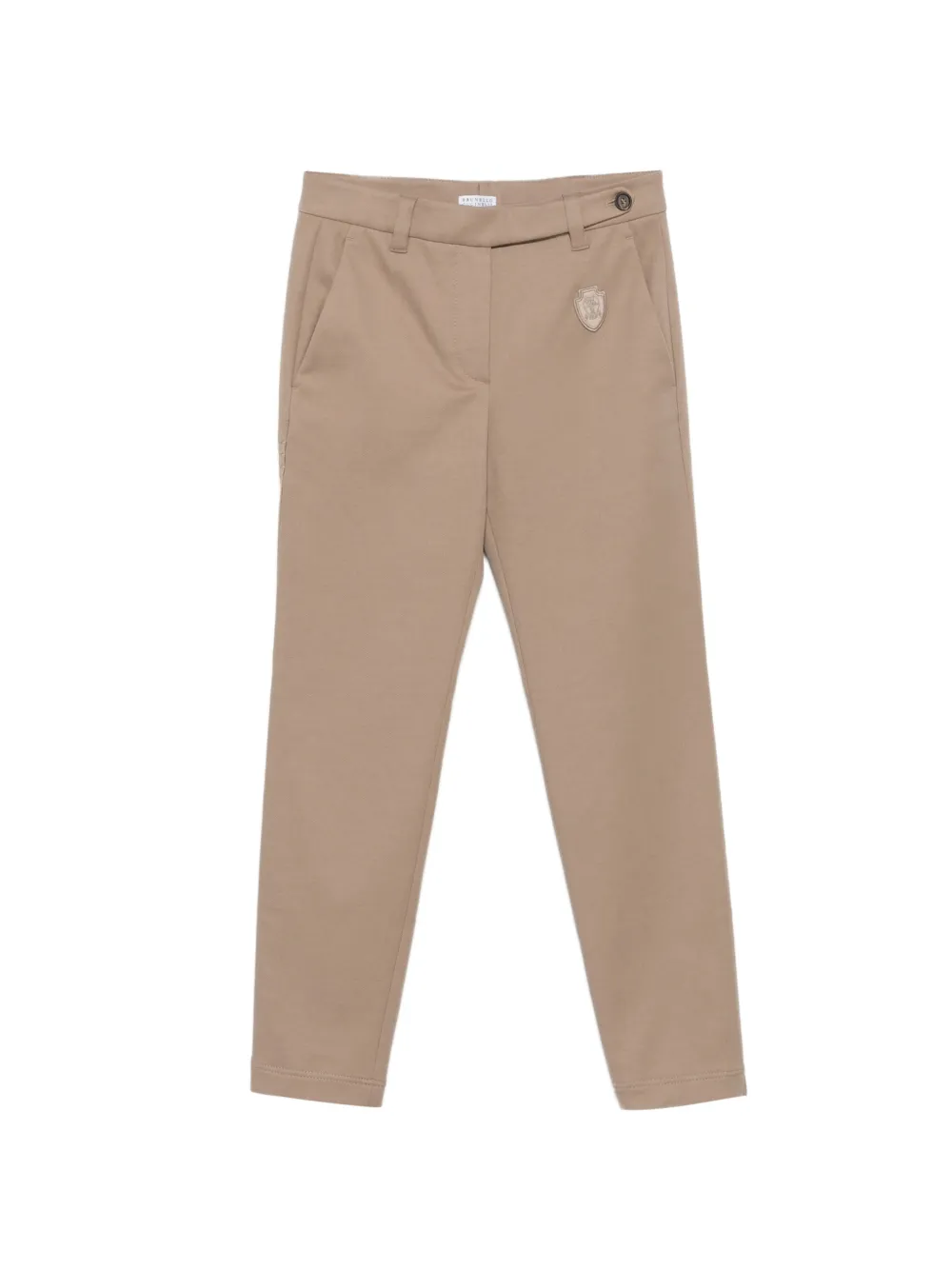 Brunello Cucinelli logo-patch trousers - Toni neutri