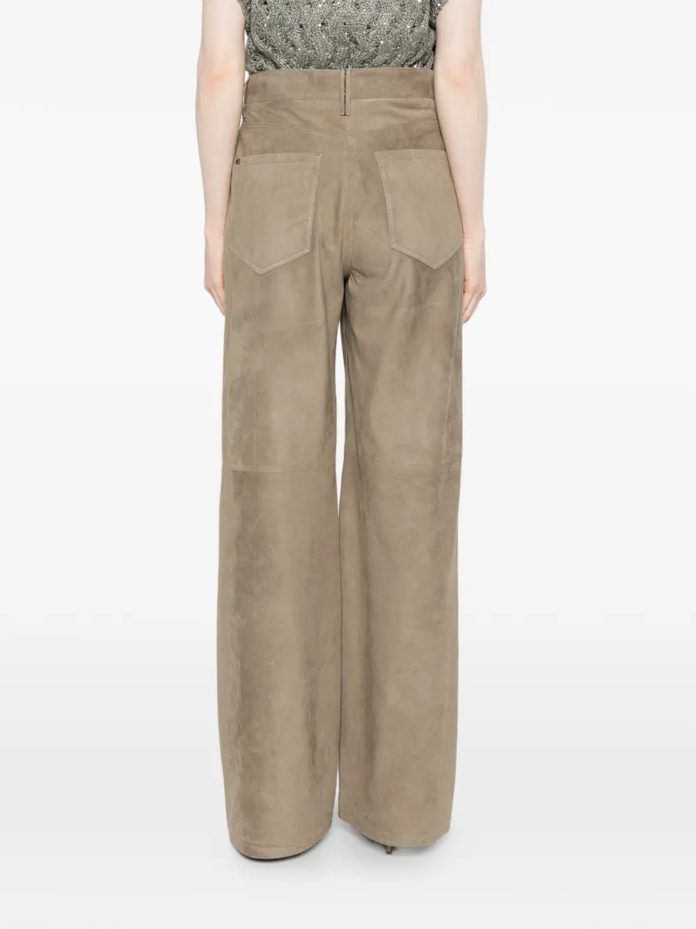 Brunello Cucinelli Leren broek Beige
