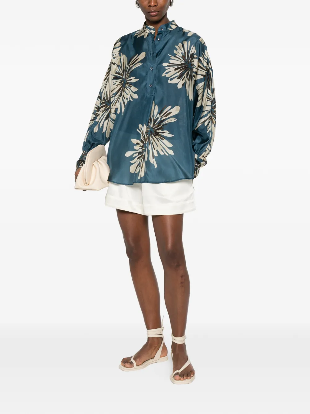  Brunello Cucinelli Floral-print Blouse - Blue 