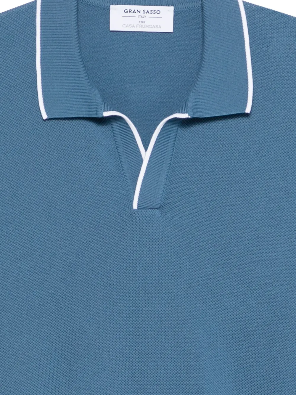 Gran Sasso T-shirt met polokraag en witte afwerking Blauw