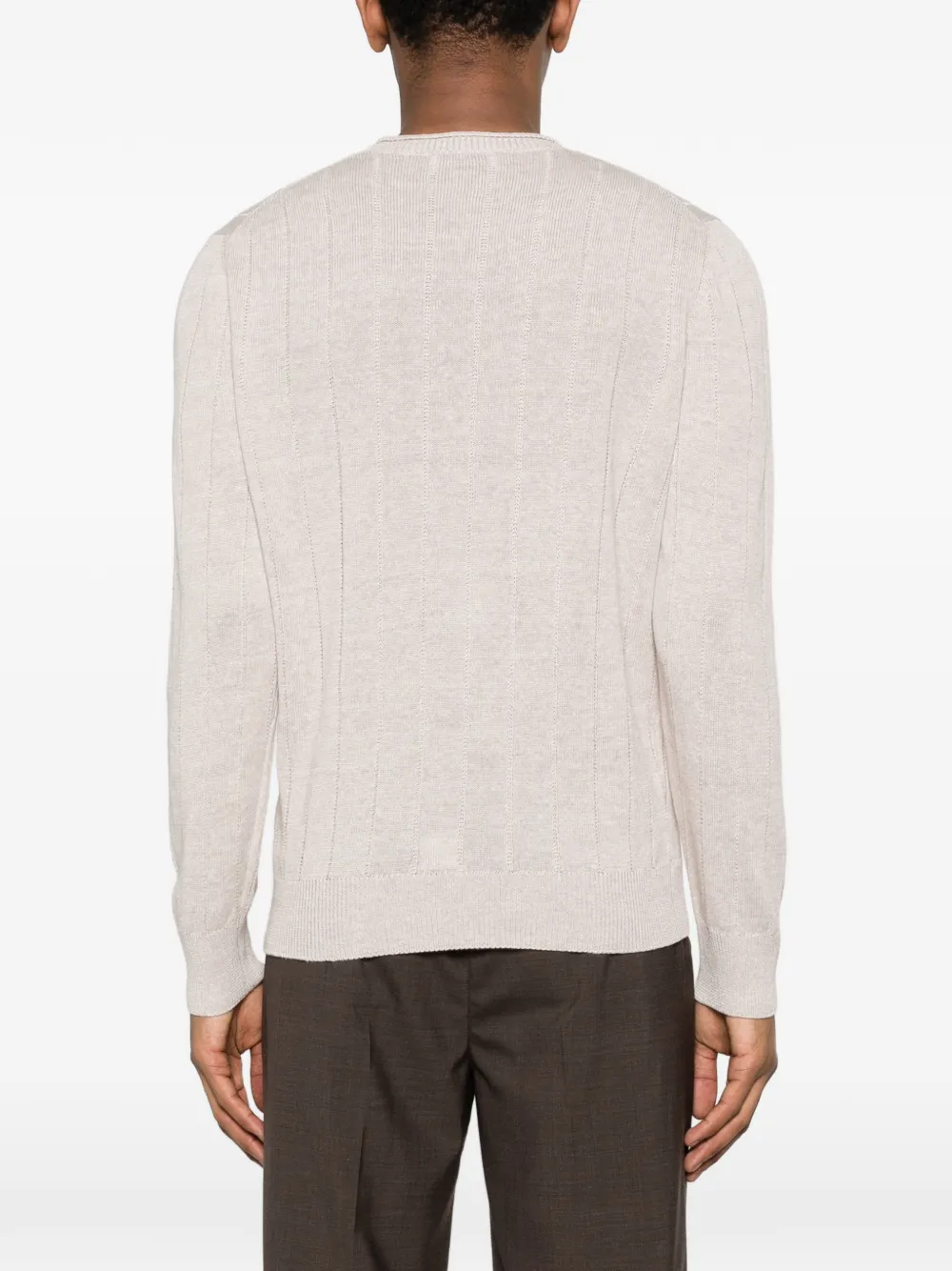 Gran Sasso Geribbelde sweater met ronde hals Beige