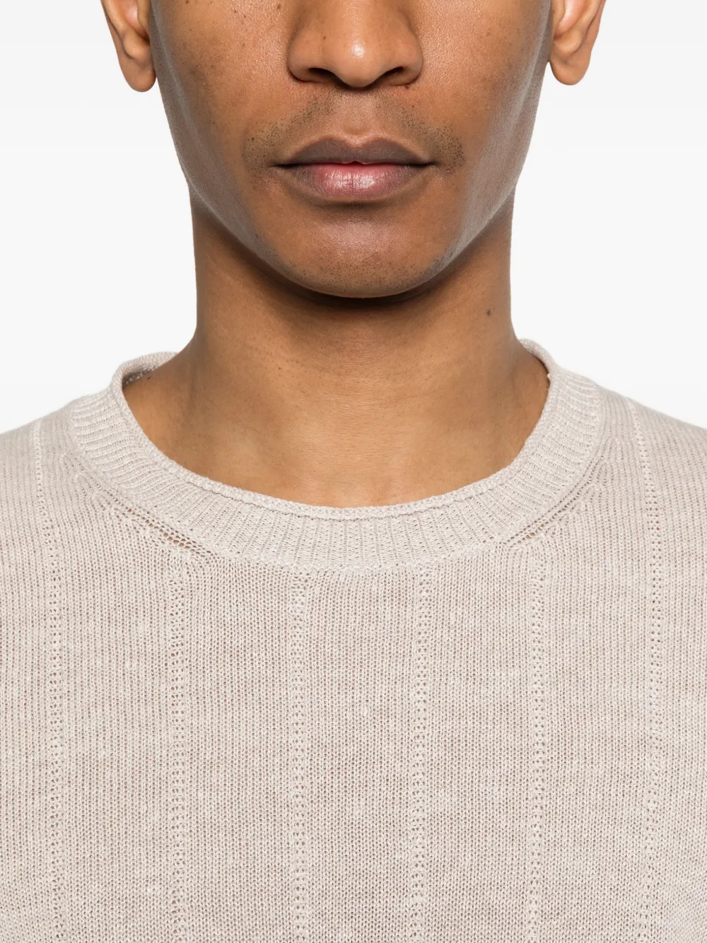 Gran Sasso Geribbelde sweater met ronde hals Beige