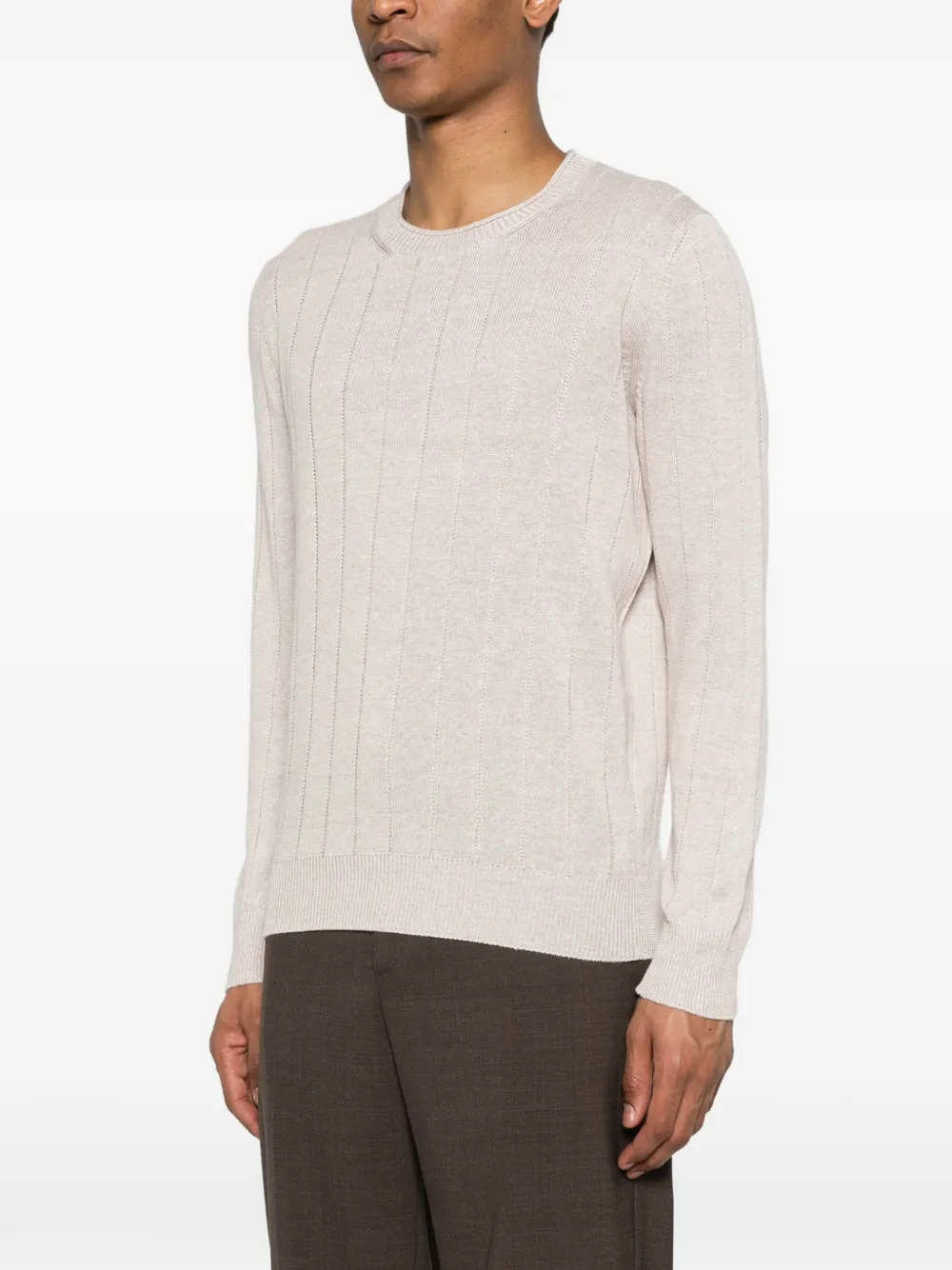  Gran Sasso Ribbed Crew-neck Sweater - Neutrals 