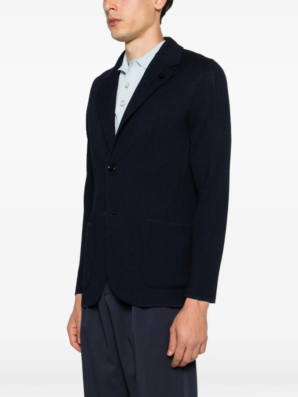 Lardini Blazer met bewerkte revers Blauw