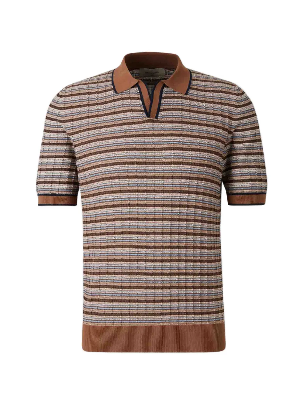 Gran Sasso striped collared T-shirt - Marrone