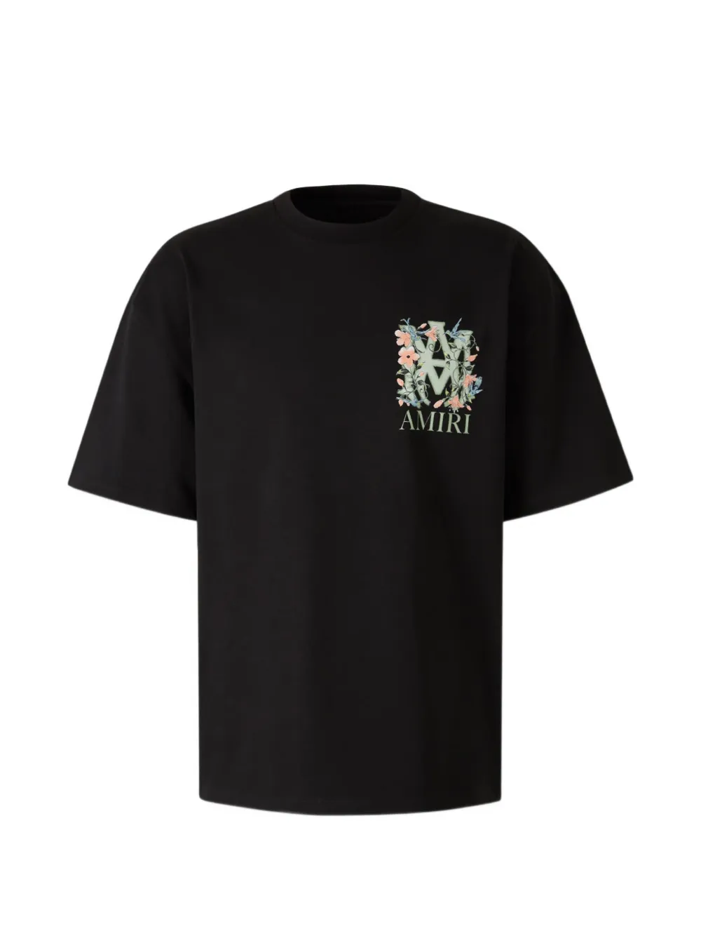 Amiri Ma Floral Round-neck T-shirt In Black