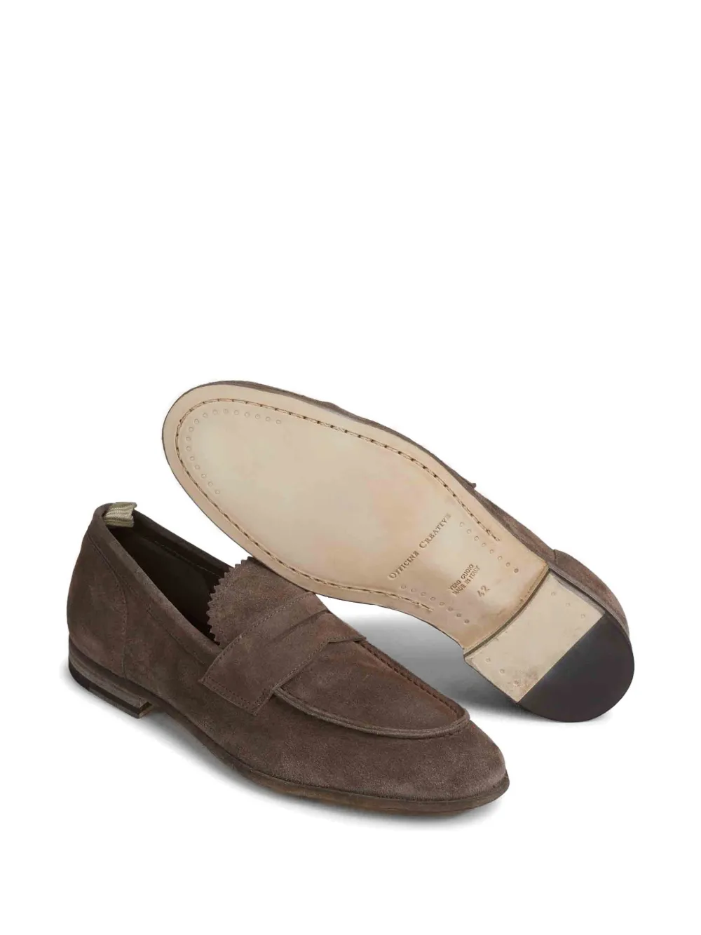 Officine Creative Loafers met gewelfd detail en penny bandje Bruin