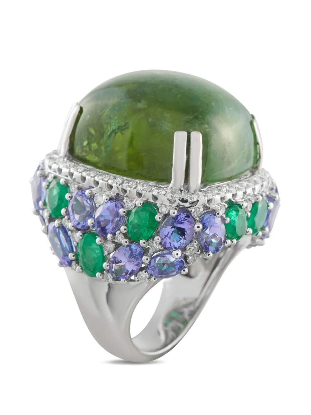 Pre-owned Lb Exclusive Multi-stones Ring In Silver
