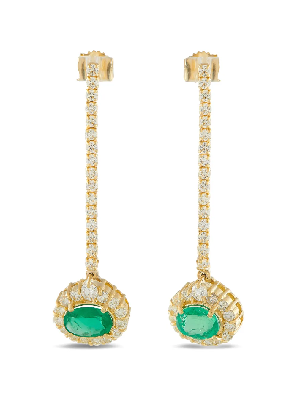 Pre-owned Lb Exclusive Diamond Emerald Drop Earrings In Gold