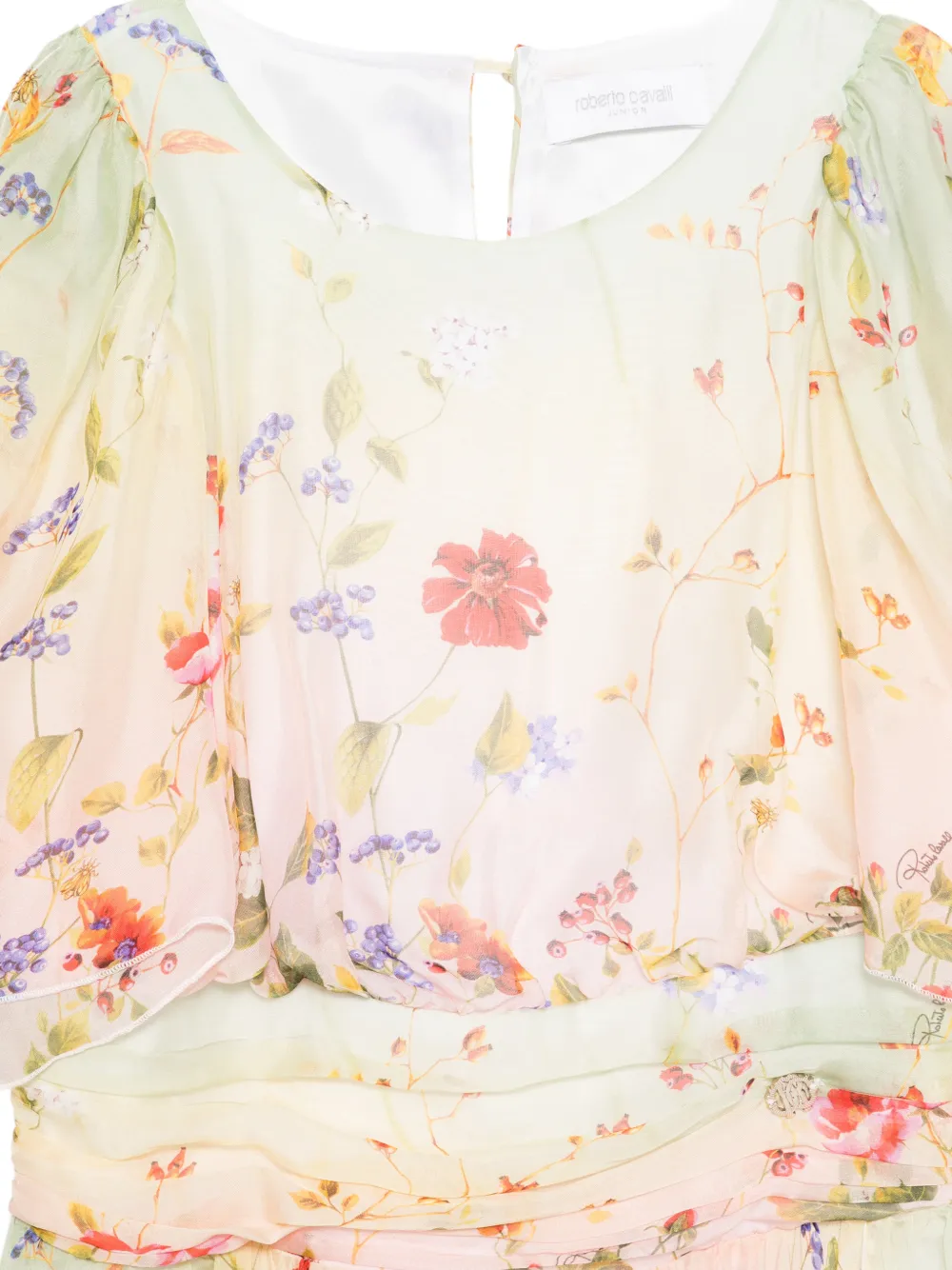 Roberto Cavalli Junior Jurk met bloemenprint Groen