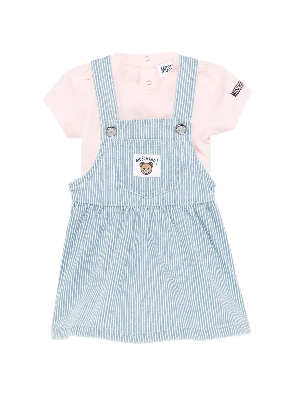 Moschino Kids Gestreiftes Strampler-Set mit Teddy - Blau