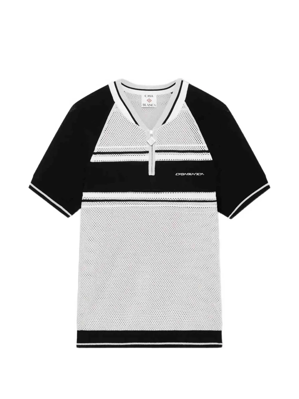 Casablanca Mesh Short-sleeve Polo Shirt In Gray