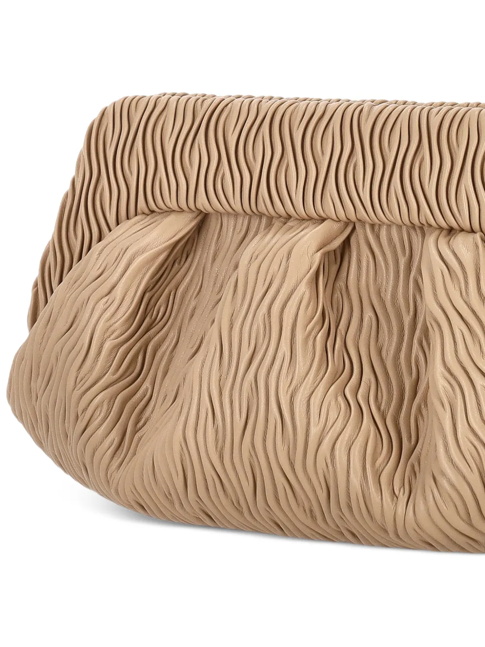 Themoirè Tia gesmockte clutch Beige