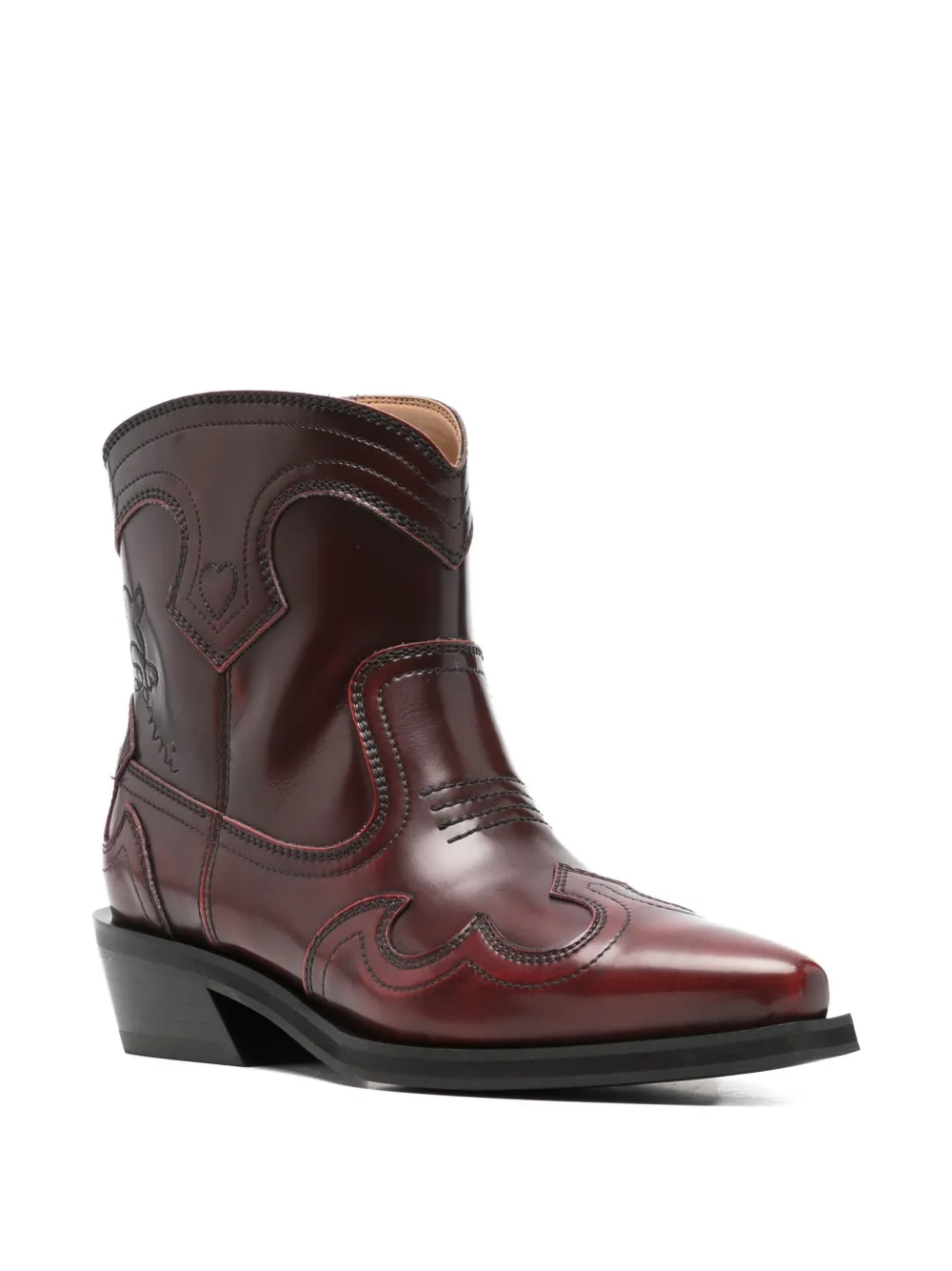 GANNI topstitched boots Paars