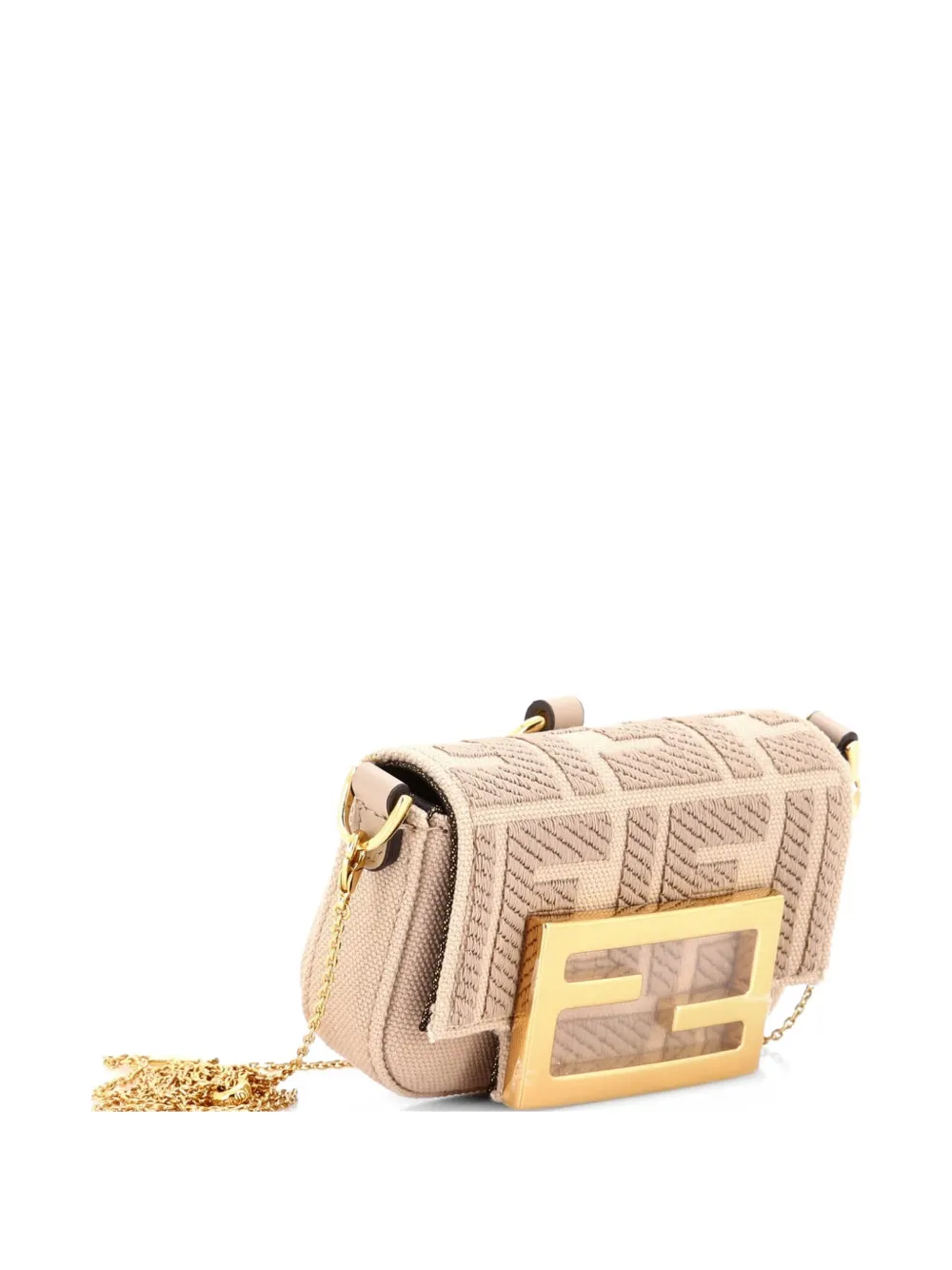 Chain Baguette Charm Bag Zucca Embroidered Canvas Nano Crossbody Bag