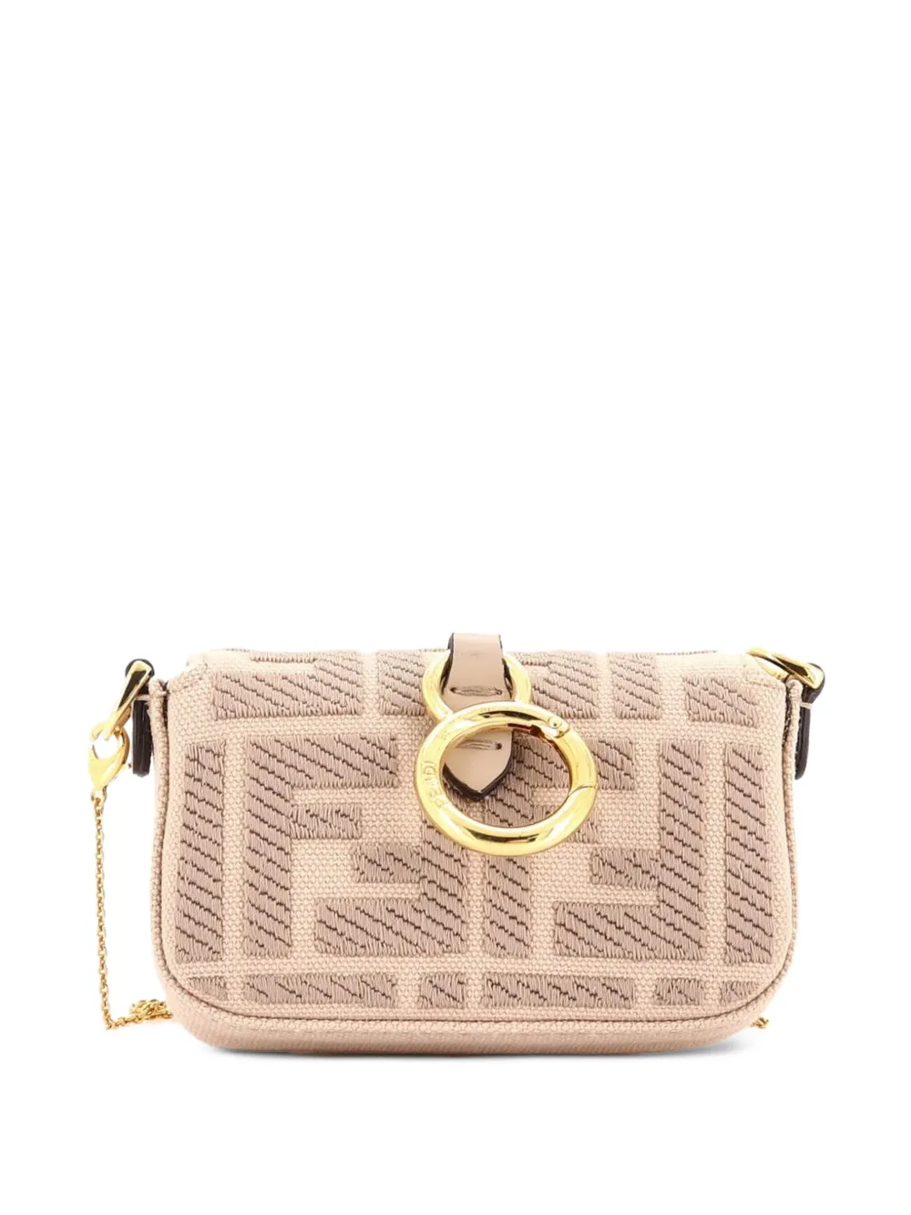 Chain Baguette Charm Bag Zucca Embroidered Canvas Nano Crossbody Bag