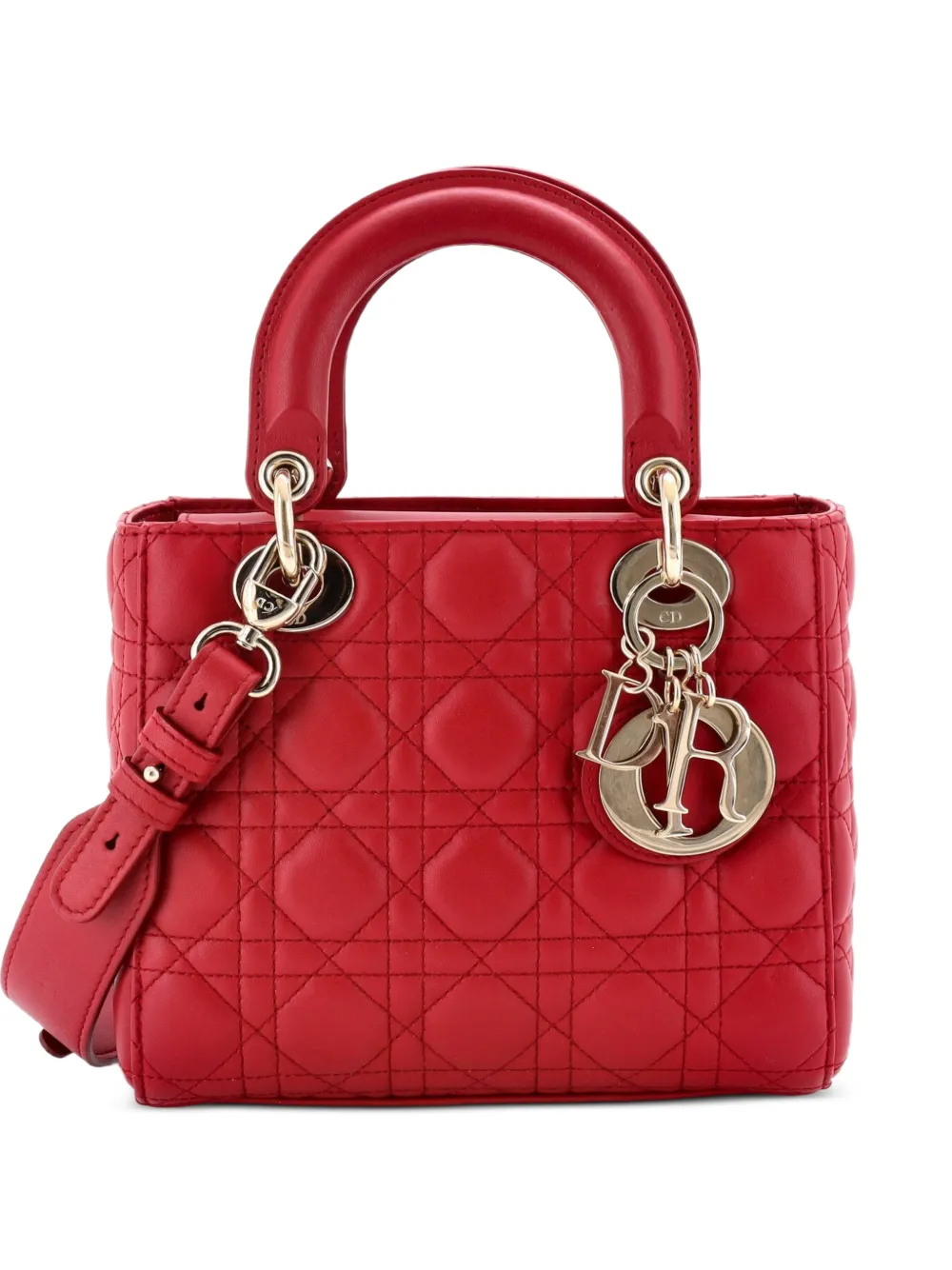 Christian Dior Pre-Owned My ABCDior Lady Dior Bag Cannage Quilt Lambskin crossbody bag - Red