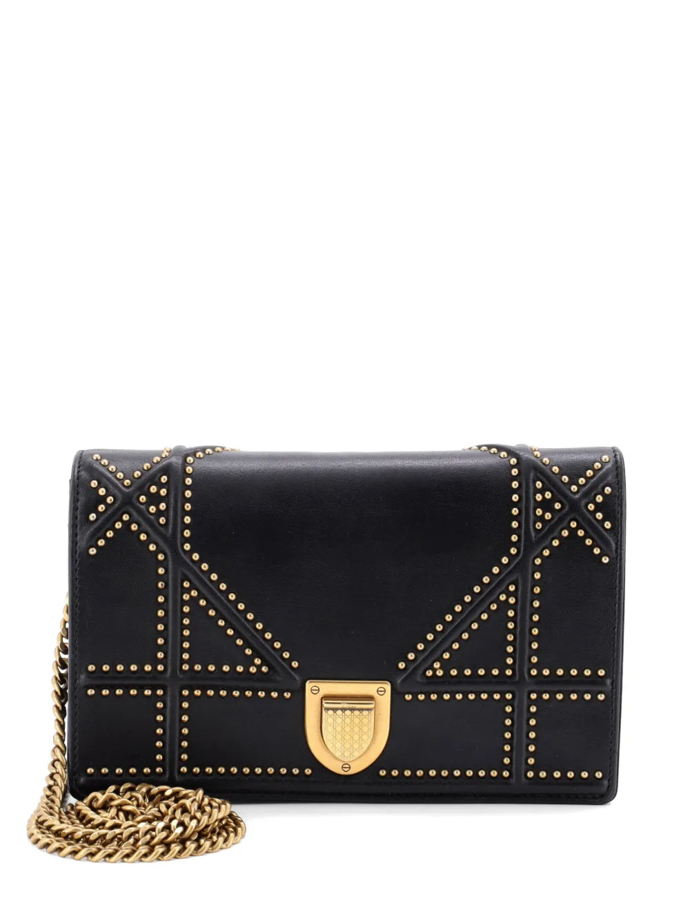 Christian Dior Pre-Owned Borsa a tracolla Diorama in pelle con borchie e catena - Nero